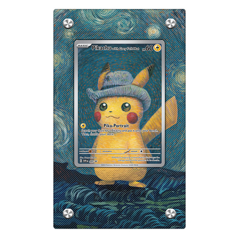Pikachu With Grey Felt Hat - Pokémon Extended Artwork Protective Display Case Psa/cgc/raw-4