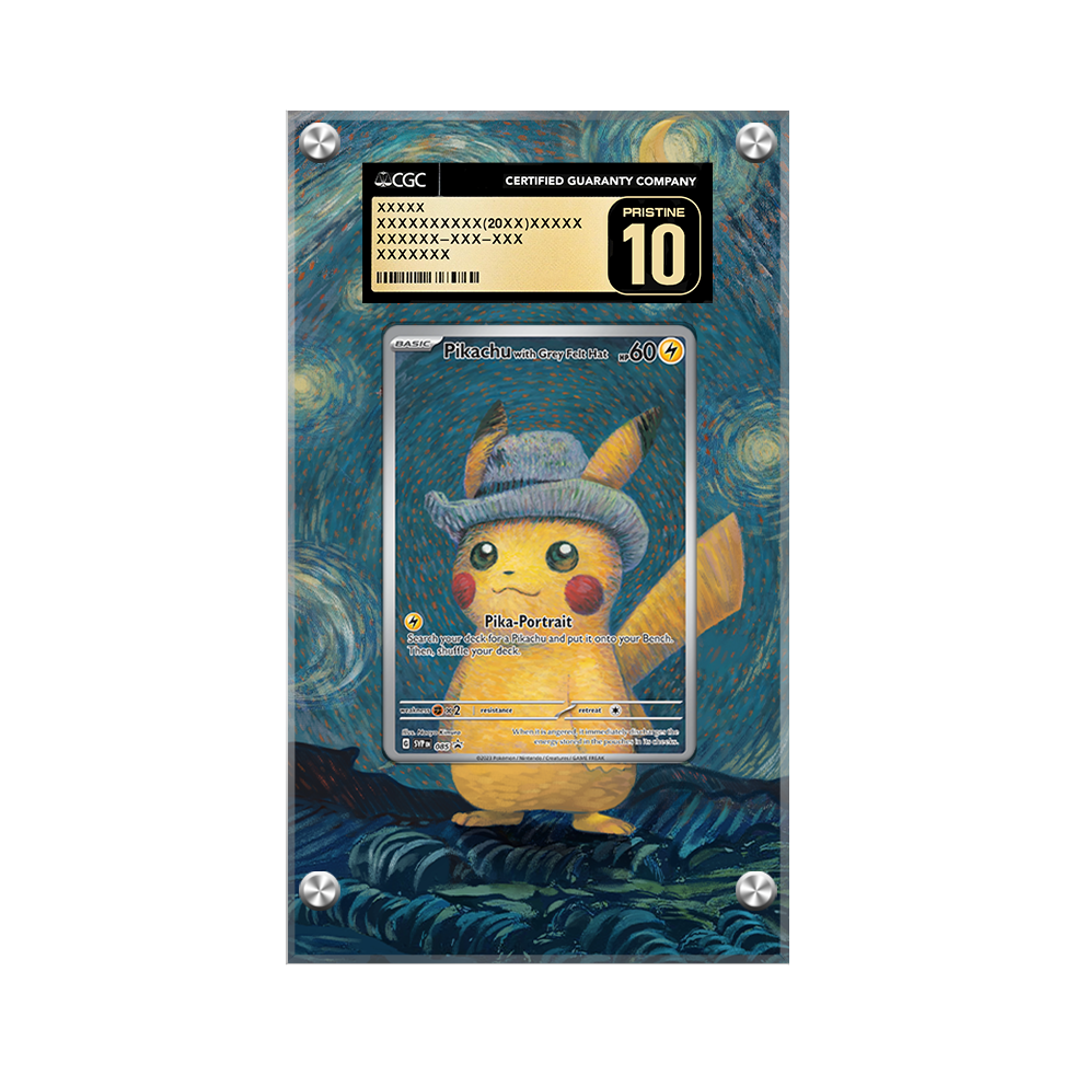 Pikachu With Grey Felt Hat - Pokémon Extended Artwork Protective Display Case Psa/cgc/raw-2