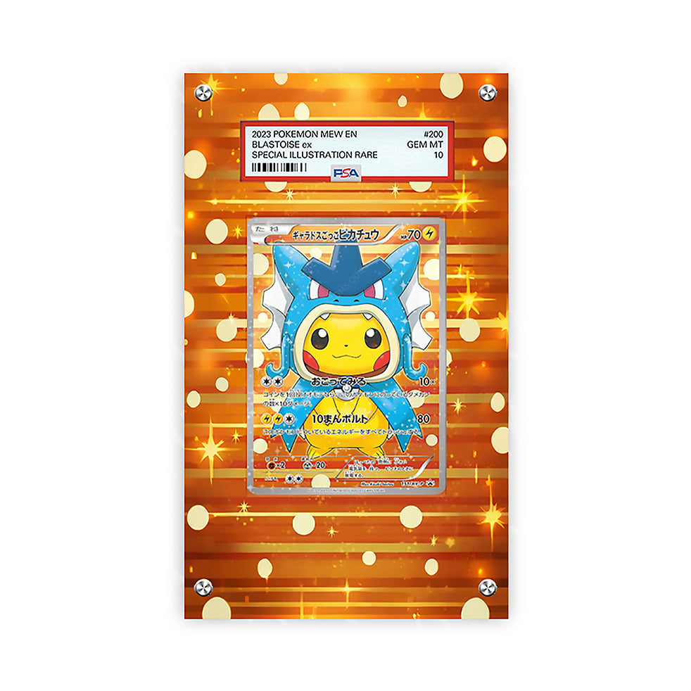 Poncho Pikachu x Gyarados - Pokémon PSA Extended Artwork Protective Card Display Case