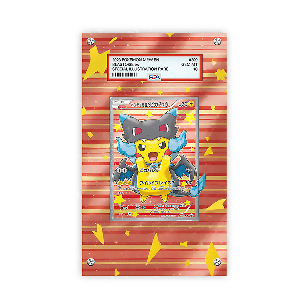 Poncho Pikachu x Blastoise - Pokémon PSA Extended Artwork Protective Card Display Case