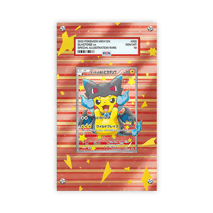 Poncho Pikachu x Blastoise - Pokémon PSA Extended Artwork Protective Card Display Case
