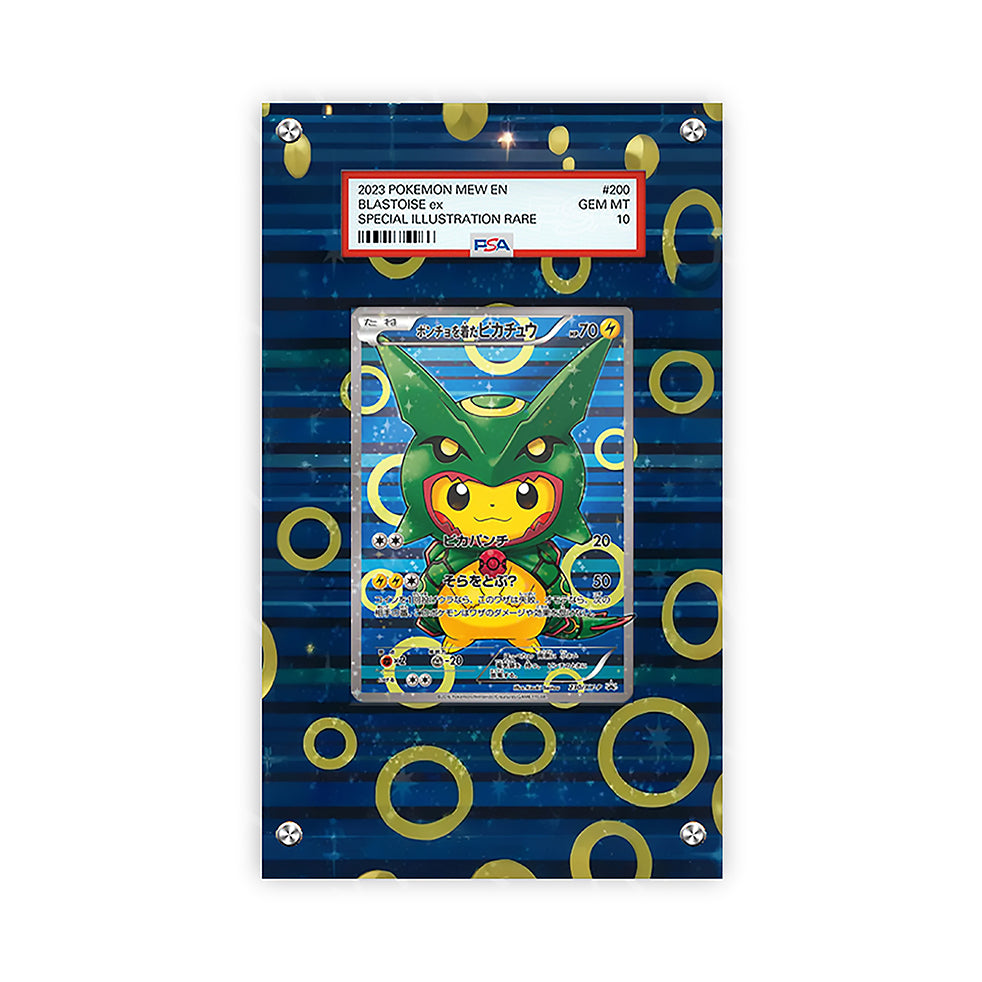 Poncho Pikachu x Rayquaza - Pokémon PSA Extended Artwork Protective Card Display Case