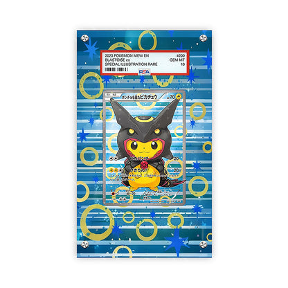 Poncho Pikachu x Shiny Rayquaza - Pokémon PSA Extended Artwork Protective Card Display Case