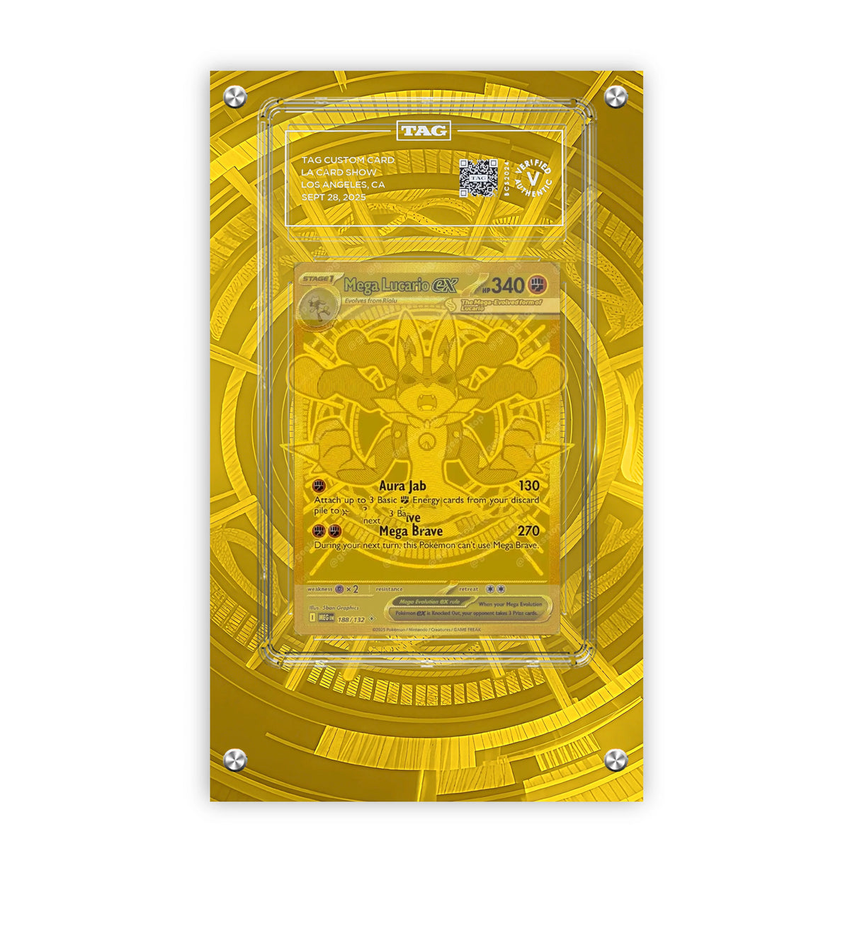 Mega Lucario EX 188/132 - Pokémon Extended Artwork Protective Card Display Case Psa/cgc/tag/raw-3