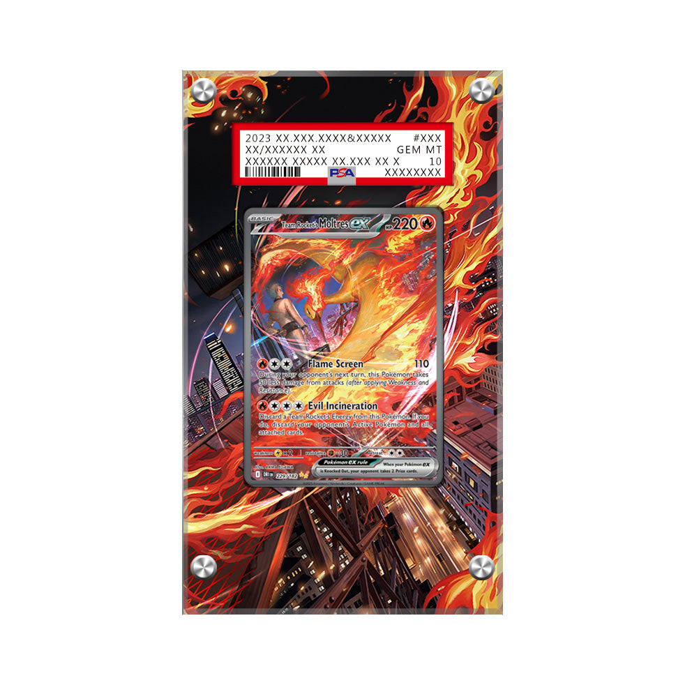 Team Rocket's Moltres ex - 229/182  - Pokémon PSA Extended Artwork Protective Card Display Case