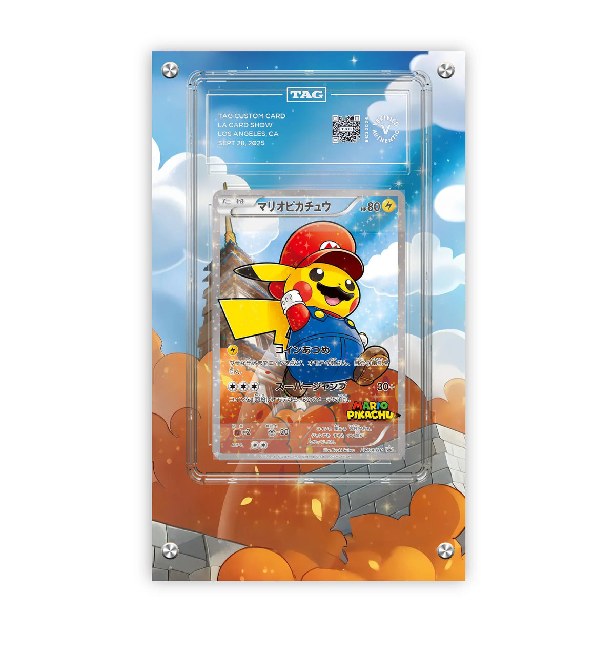 Mario Pikachu 294/xy-p - Pokémon Extended Artwork Protective Card Display Case Psa/cgc/tag/raw-3