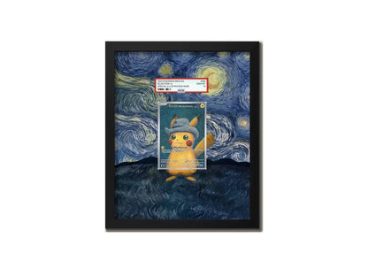Pikachu With Grey Felt Hat - Extended artwork Metal Frame